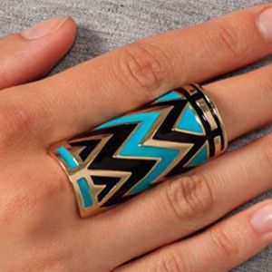House of Harlow Enameled Tribal Wrap Ring